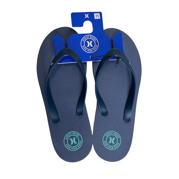 Hurley Mens Flip Flops Slides Blue 